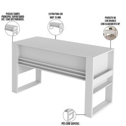 Mesa Para Escritório E Home Office Alani 127 Cm T01 Branco - Lyam Decor - 4 Mesa Para Escritório E Home Office Alani 127 Cm T01 Branco - Lyam Decor - 4