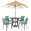 Ver imagem 1 de Kit 4 Cadeiras Fibra Azul Turquia Mesa Preta E Bege