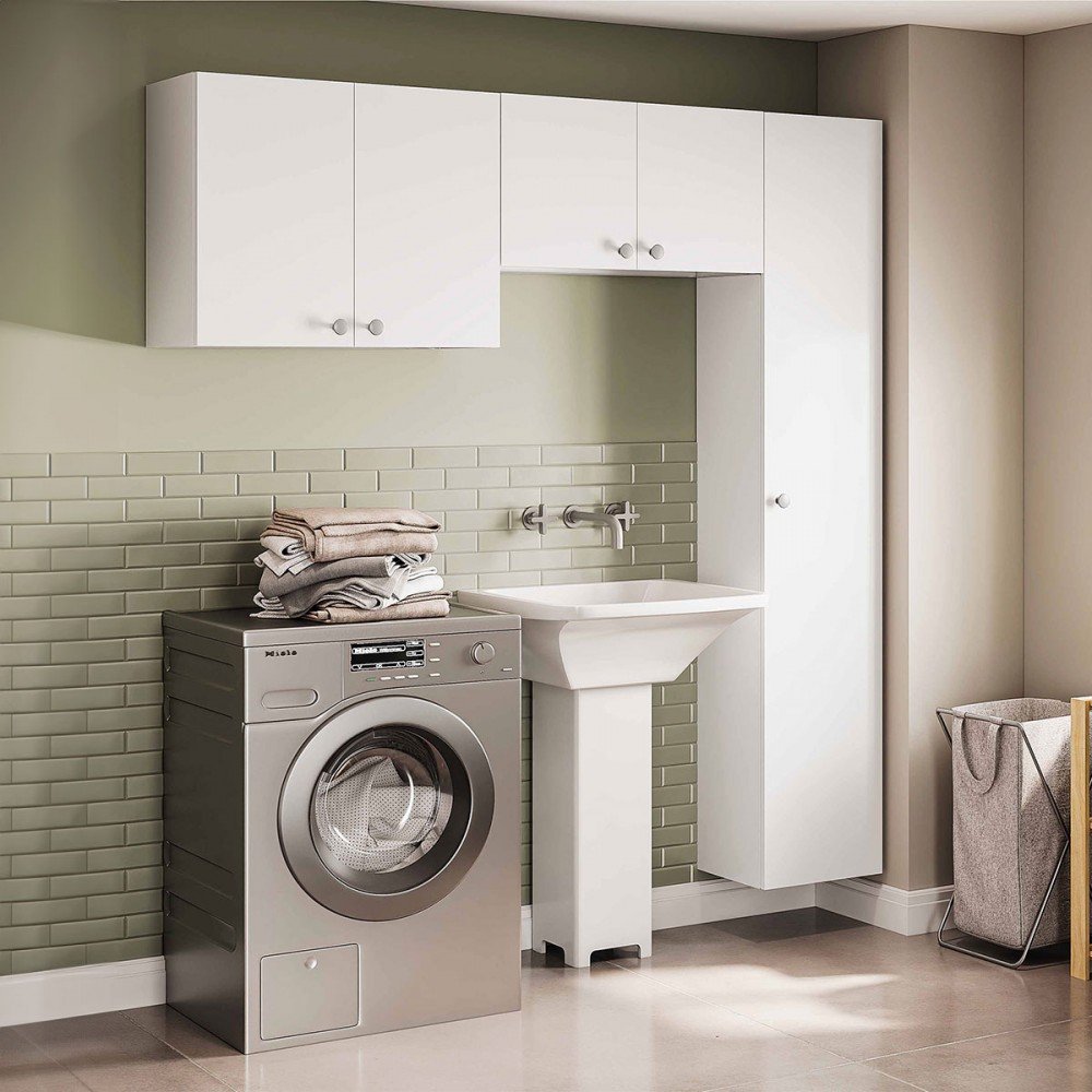 Lavanderia Completa Duo 5 Portas Branco - Telasul | MadeiraMadeira