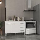 Ver imagem 3 de Balcão Armário Gabinete Bruna 118 Cm com Tampo Tampão e Balcão Evelyn para Cooktop 5 Bocas