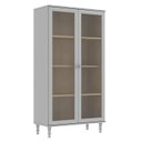 Ver imagem 1 de Cristaleira 2 Portas Vidro Pés Madeira 151x80 Cm E957 Cinza Dtall