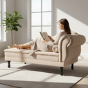 Ver imagem 2 de Recamier Decorativo Divã Amsterdã 147cm Lado Esquerdo Suede Bege