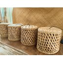Ver imagem 5 de Kit 4 Luminária De Teto Artesanal Pendente Palha Taboa Área Gourmet Rústica