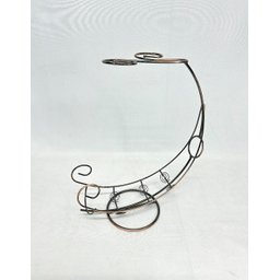 Suporte Vinhos Decorativo Bronze 1 Garrafa e 2 Taças - 4