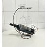 Suporte Vinhos Decorativo Bronze 1 Garrafa e 2 Taças - 3