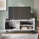 Ver imagem 1 de Rack Retrô para TV até 50 Polegadas 120cm 2 Prateleira Sala Branco