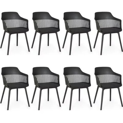 Kit com 8 Cadeiras para Sala de Jantar Marcela Preto