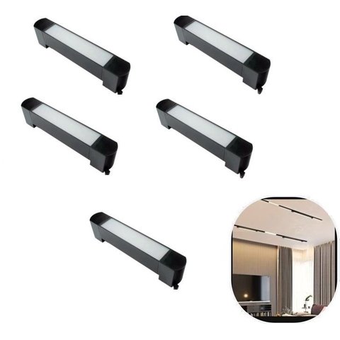 Kit 5 Luminária Led Difusa Linear para Trilho 10w Preto