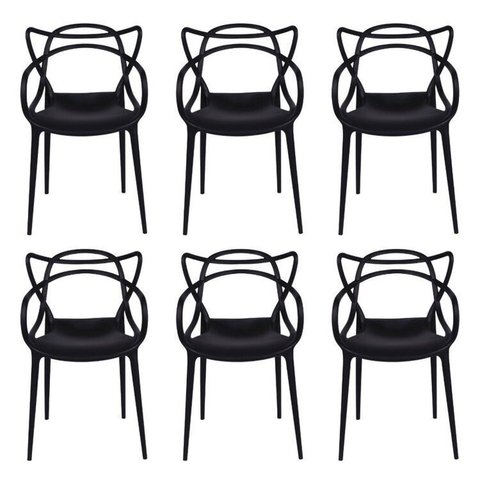 Kit com 6 Cadeiras para Sala de Jantar Allegra Solna Preto