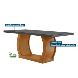 Sala de Jantar Completa Jade Tampo Madeirado C/ Vidro Curvo 180x90 e 6 Cadeiras Amsterdã Capuccino/ - 3