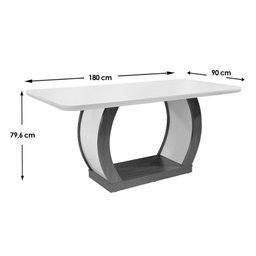 Sala de Jantar Completa Jade Tampo Madeirado C/ Vidro Curvo 180x90 e 6 Cadeiras Amsterdã Capuccino/ - 8