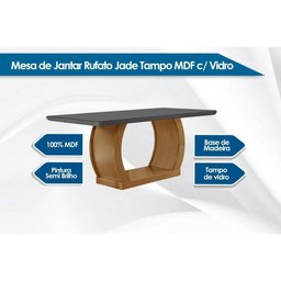Sala de Jantar Completa Jade Tampo Madeirado C/ Vidro Curvo 180x90 e 6 Cadeiras Amsterdã Capuccino/ - 2