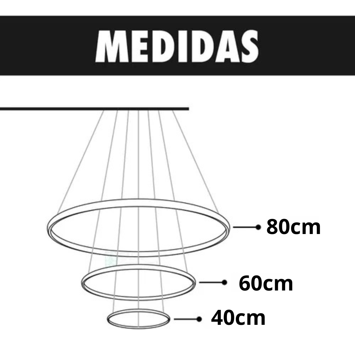 Lustre Led Moderno Pendente Preto C/ Controle 80cm 113w - 3