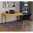 Ver imagem 1 de Escrivaninha Industrial Office Estudo Malta Canela 137x53cm com 1 Poltrona Preta Eames Eiffel Base F