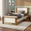 Ver imagem 2 de Cama Solteiro Mila Pés de Madeira com Colchão D33 para Quarto Moderno Estilo Clean - Branco com Mel
