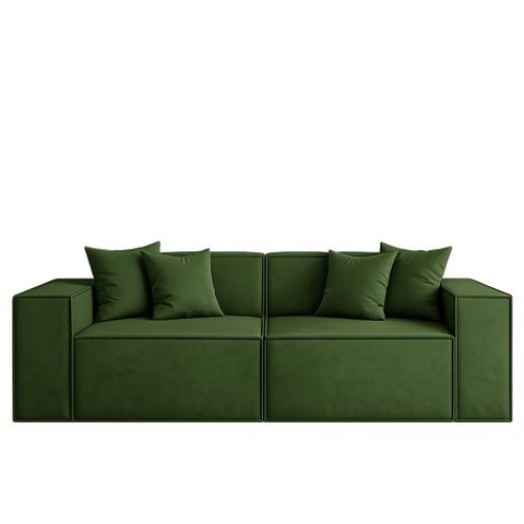 Sofá 3 Lugares Modular 2MTS Bouclê para Sala - Balaqui Decor Cor:Verde