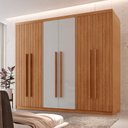 Ver imagem 1 de Guarda-Roupa Frisado 100% MDF 6 Portas e 2 Gavetas Veracruz Off White/Marromle