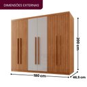 Ver imagem 4 de Guarda-Roupa Frisado 100% MDF 6 Portas e 2 Gavetas Veracruz Off White/Marromle
