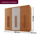 Ver imagem 4 de Guarda-Roupa Frisado 100% MDF 6 Portas e 2 Gavetas Veracruz Off White/Marromle