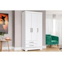Ver imagem 1 de Guarda Roupa Solteiro 3 Portas e 2 Gavetas C/ Pés Briz Be16 Branco - Henn