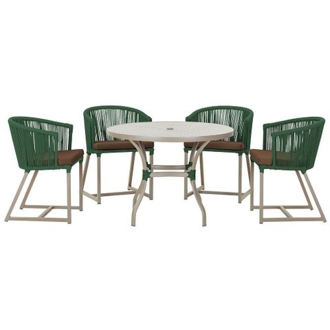 Mesa com 4 Cadeiras e Noronha Estofado 9 Trama Original Verde