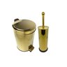 Kit Lavabo Inox Dourado Lixeira 20L e Escova Sanitaria France Fineza - 1