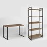 Mesa Com Estante Para Biblioteca Madeira MDP Redecore Conjunto Industrial Vintage Multiuso - 1
