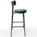 Ver imagem 7 de Kit 03 Banquetas Altas Sala De Jantar Estrutura Em Aço Milão F01 Couríssimo Verde Musgo - Lyam
