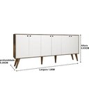 Ver imagem 3 de Aparador Buffet Retro para Sala de Estar 6 Portas Guatemala - Castanho/branco