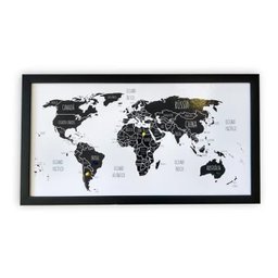 Quadro Decorativo Mapa Mundi Pin Preto Pinar Viagens - 2