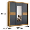 Ver imagem 2 de Guarda Roupa Casal Canadá Espelho 3 Portas de Correr Freijó Cinza Moval