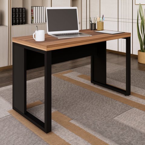 Mesa para Escritório Diretor com Tampo 120cm Preto e Marrom Yescasa