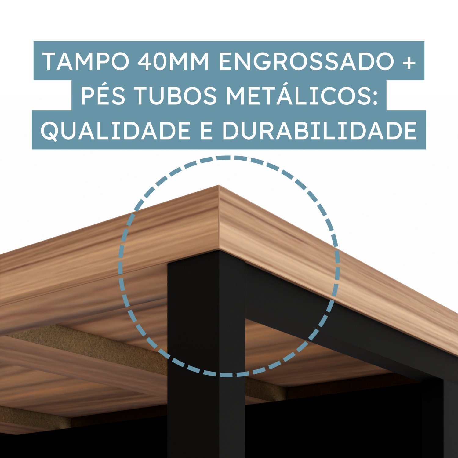 Mesa para Escritório Retangular Pé Quadro - 10