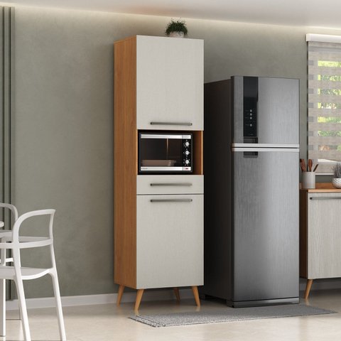 Paneleiro para Microondas 2 Portas 1 Gaveta 2 Prateleiras Favorita Marrom/Cinamomo/Areia