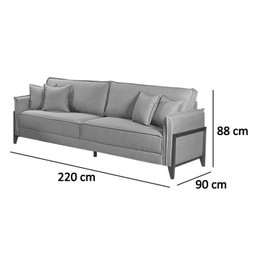 Sofá 3 e 4 Lugares 220cm Panamá com 4 Almofadas para Sala de Estar Aveludado - 3 Sofá 3 e 4 Lugares 220cm Panamá com 4 Almofadas para Sala de Estar Aveludado - 3