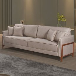 Sofá 3 e 4 Lugares 220cm Panamá com 4 Almofadas para Sala de Estar Aveludado - 1 Sofá 3 e 4 Lugares 220cm Panamá com 4 Almofadas para Sala de Estar Aveludado - 1