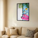 Ver imagem 2 de Quadro Decorativo Praia Chinelo Rosa - 70x50cm:moldura Branca