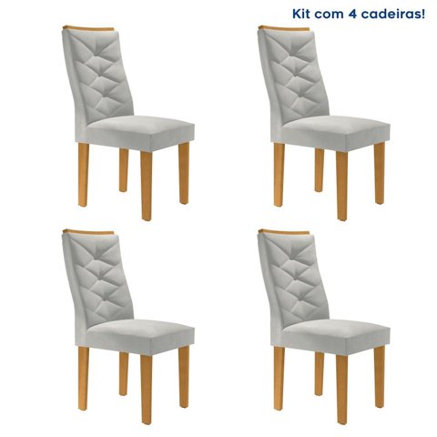 Kit 4 Cadeiras para Sala de Jantar Germany Espresso Móveis Cinza/Cinamomo/Off White/Boucle Gelo