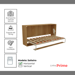 Kit Ferragens Cama Solteiro Horizontal Retrátil de Parede - 6