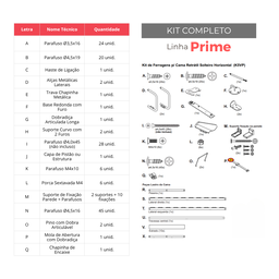 Kit Ferragens Cama Solteiro Horizontal Retrátil de Parede - 3