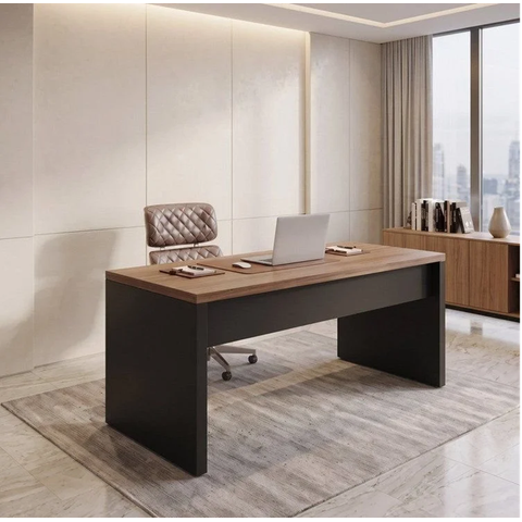 Mesa para Escritório Diretor 120cm Marrom e Preto Yescasa