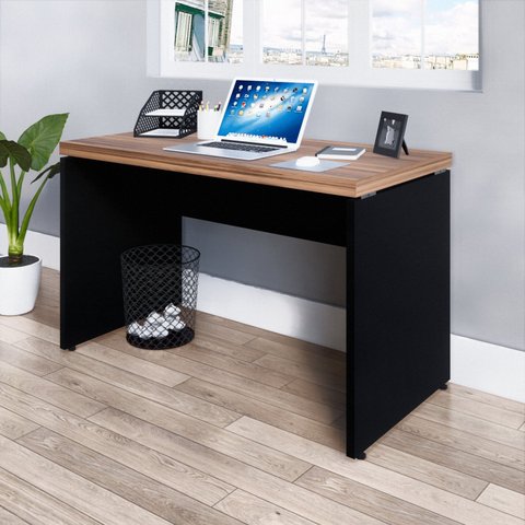Mesa Escritório Diretor 120cm Marrom E Preto