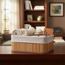 Ver imagem 3 de Kit 3 Cestos Multiuso em Bambu – para Quarto, Banheiro, Closet, Lavanderia e Escritório