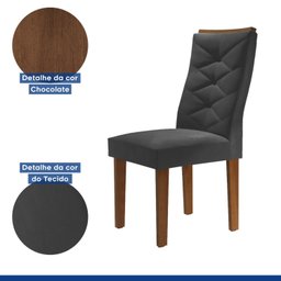 Kit de 6 Cadeiras para Sala de Jantar Germany Espresso Móveis - 5