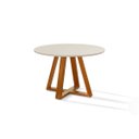 Ver imagem 1 de Mesa Redonda de Jantar Bela Com Pés Madeira Tampo Vidro/MDF