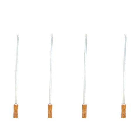 Kit 4 Espetos Churrasco Simples Cabo de Madeira 83cm Aço