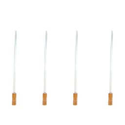 Kit 4 Espetos Churrasco Simples Cabo De Madeira 83cm Aço - 1