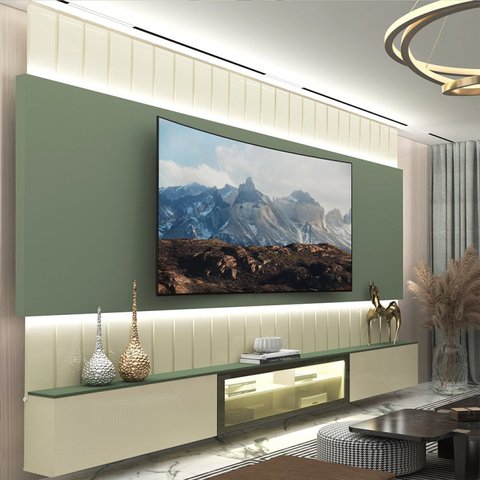 Estante Home para Tv até 115 Polegadas 251,5cmx260cm com Led Soberano Reflecta 100% MDF