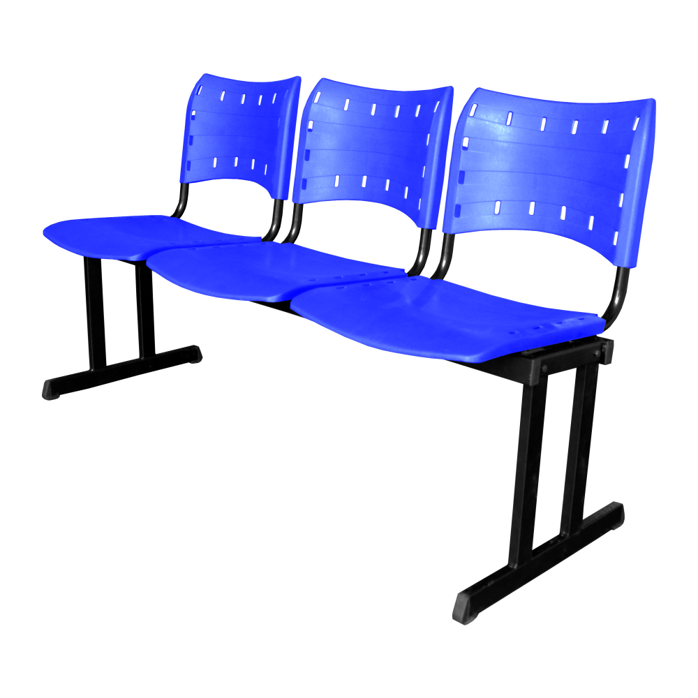 Cadeira Iso Rp Longarina Polipropileno 3 Lugares Colorida Cor:azul - 1