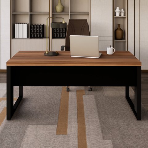 Mesa Escritório Diretor x Tampo 170cm Preto E Marrom